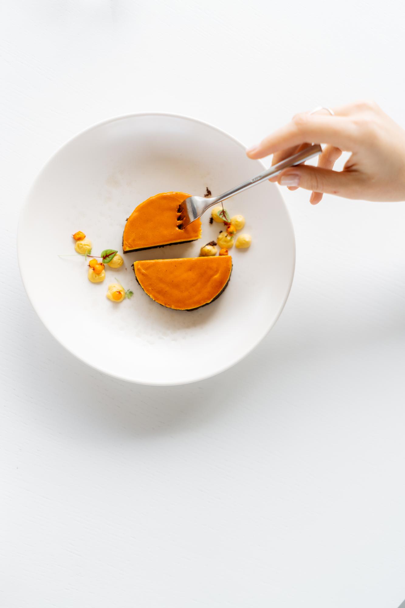 Close-up of plated tasting portions